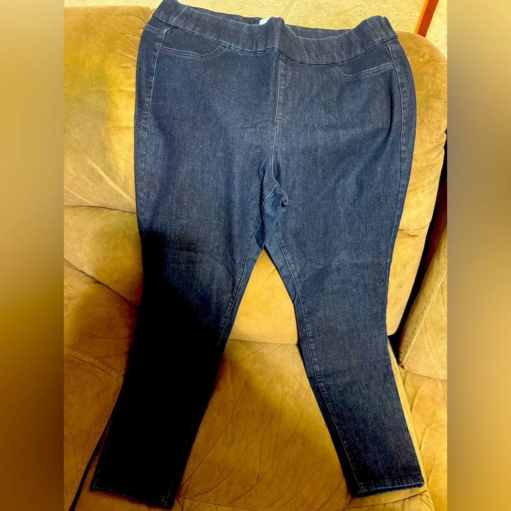 Lane Bryant stretch pull up skinny dark denim jeans